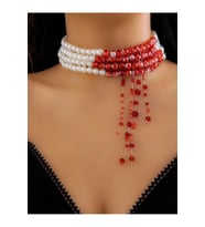 4 Sıra İncili Choker Gotik Vampir Kolyesi Özel Tasarım Cadılar Bayramı Kanlı Kolye