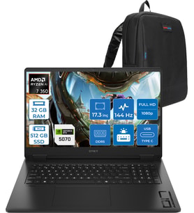 Hp Omen Amd Ryzen™ Aı 7 350 32GB Ddr5 512GB SSD 8GB/RTX5070 Gddr7 17.3 Fhd 144Hz 300NITS IPS 7ms Freedos Taşınabilir Bilgisayar.BQ1Q1EAF07+ZETTAÇANTA