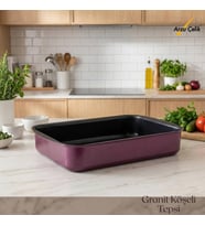 ARZU ÇELİK 22x30 Cm Granit Köşeli Tepsi - Mürdüm