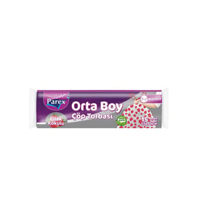 Premium Büzgülü Çöp Torbası Çilek Kokulu Orta Boy 15'li 55 x 60 cm