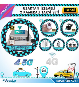 Taksi Kamera Seti 7 Uzaktan Izlemeli 2 Kameralı Wifi 4G 500 Gb Harddisk Dahil