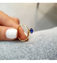 14k Altın London Blue Topaz Taşlı Yüzük