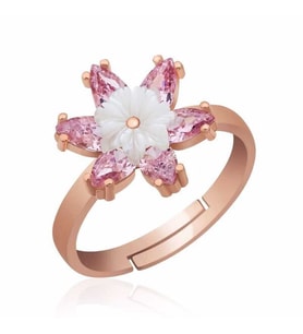 Gümüş Rose Pembe Lotus Çiçeği Yüzük
