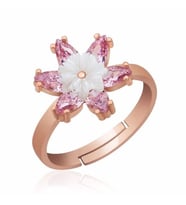 Gümüş Rose Pembe Lotus Çiçeği Yüzük