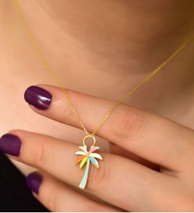 Papatya Silver 925 Ayar Gümüş Altın Kaplama Mineli Pamiye Kolye