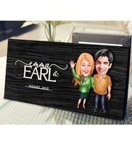 BK Gift Kişiye Özel Sevgililer Karikatürlü Kabartma Figürlü Ahşap Tablo, Duvar Dekoru, Arkadaşa Hediye, Özel Tasarım Ev Hediyesi-110 (Siyah)