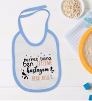 BK Kids Kişiye Özel Mavi Bebek Mama Önlüğü - Model 62