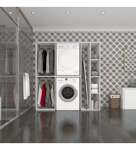 Kenzlife çamaşır-kurutma makinesi dolabı ve giysi dolabı cevheri sağ byz 180*170*60  banyo (Beyaz)