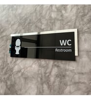 Silver Aynalı Parlak Siyah Seri WC Tuvalet Kapı Isimliği Yönlendirme Levhası