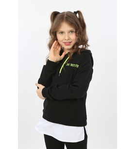 Toontoy Kız Çocuk Do Not Give Up Nakışlı Sweatshirt (Siyah)