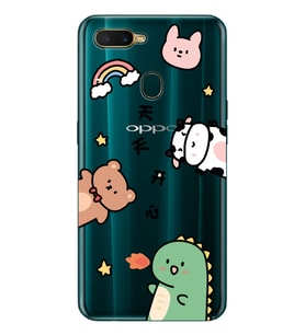 Oppo A5S/AX7/A12 Uyumlu Sevimli Hayvanlar Desenli Şeffaf Telefon Kılıfı