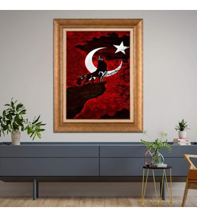 Altın Varaklı  Çerçeveli Paspartulu Tablo nd835 (Gold)