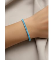Çelik Silver Mini Mavi Baget Taşlı Su Yolu Bileklik - 26slb29