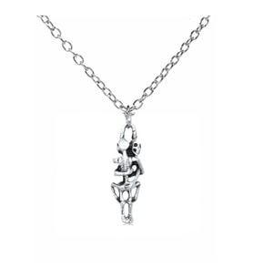 Sarılan İskelet Figürlü Unisex Kolye  Gotik Aşk Temalı Tasarım  60 cm Zincir (Gümüş)
