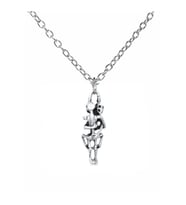 Sarılan İskelet Figürlü Unisex Kolye  Gotik Aşk Temalı Tasarım  60 cm Zincir (Gümüş)
