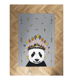 MEKTA HOME BEBEK VE ÇOCUK ODASI Kızılderili Panda Desenli Halı