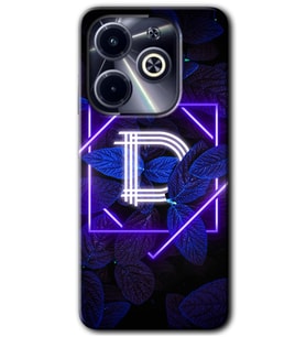 İnfinix Hot 40i Kılıf HD Desen Baskılı Kılıf - Dark Neon Yaprak D Harfi