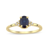 Safir Oval Tektaş Pırlanta Yüzük