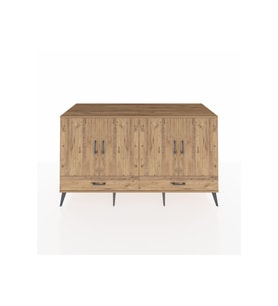 Kronos Konsol 6 Raflı 2 Çekmeceli 4 Kapaklı 176x59x99 Çam-Çam