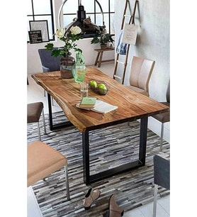 Ahşap Kütük Yemek Masası Kare Ayak 60 x 120