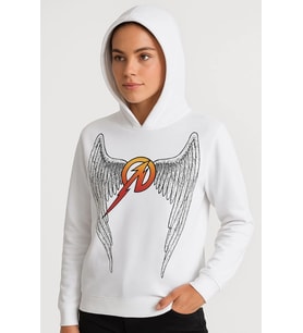 Metallica İki İplik Kapüşonlu Ön ve Arka Baskılı hoodie - Beyaz