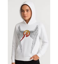 Metallica İki İplik Kapüşonlu Ön ve Arka Baskılı hoodie - Beyaz