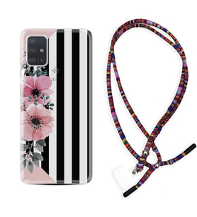 Samsung a71 A72 A73 A7 A9 2018 C7 C9 Kılıf Boyun Asklı Rasta Silikon Flowers 4 1390