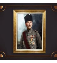 Altın Varaklı Çerçeveli Paspartulu Atatürk Tablo DC0589 (Gold)