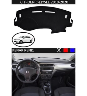 Citroen C-Elysee 2010-2020 İçin Uygun Torpido Koruma Halısı Siyah Kenar Renk Siyah