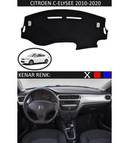 Citroen C-Elysee 2010-2020 İçin Uygun Torpido Koruma Halısı Siyah Kenar Renk Siyah
