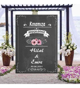 Kına Gecesi İçin İsme Özel Ayaklı Karşılama Pano