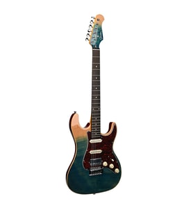 Guson SuperStrat HSS Elektro Gitar Quilted Blue Burst