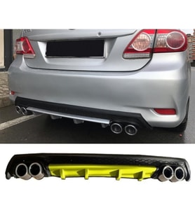 Toyota Corolla E170 Sarı Difüzör Çiftli Yuvarlak Egzoz Görünümlü D Tip Difizör 2012-2019