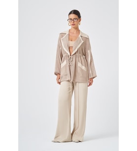 FTZ Women Kadın File Detay Takım Beige 31087