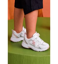 Günlük Unisex Çocuk Spor Ayakkabı Cırtlı Lastik Bağcık Desenli Rahat Hafif Taban Sneaker 180