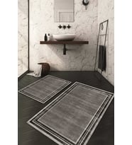 Dijital Baskılı Kaymaz Taban Yıkanabilir 2'li Klozet Takımı Banyo Paspası NDKZ-HT-304 (Gri)