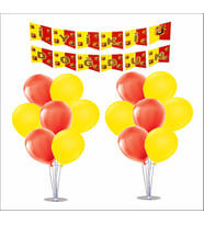 2 Adet Ayaklı Balon Standı 7li Set, 14 Adet Taraftar Sarı-Kırmızı Balon + Banner