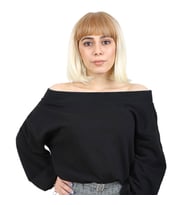 Mulvxprk  Prk02 Kısa Küt Perçemli Fiber Sentetik Peruk - Balköpüğü / Platin Ombreli (Mulvix)