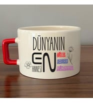 Dünyanın En Annesi Baskılı Kırmızı Kulplu C Fincan