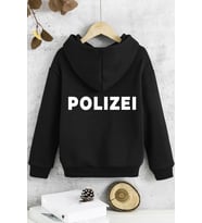Çocuk POLIZEI Baskılı Sweatshirt (Siyah)