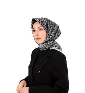 Bursa İpek Su Yeşil Zebra Leopar Desen Twill İpek Eşarp