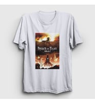 Presmono Unisex Beyaz Poster Anime Attack On Titan T-Shirt 124617tt
