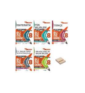 LGS 8. Sınıf Bumerang Etkinlikli Defter Matematik Fen Türkçe İnkılap ve Din Tüm Dersler 5li Set