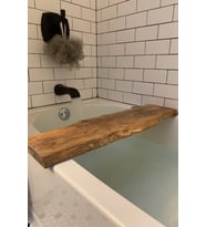 Ahşap Banyo Küvet Tepsisi ve Sehpası, Doğal Kenar, Banyo Düzenleyici