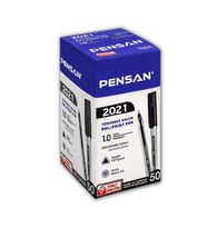 Siyah Tükenmez Kalem Pensan 2021 Şeffaf Üçgen Gövde 1.0 mm 50 Adet