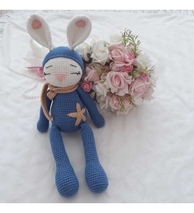 Uykucu Sevimli Tavşan Amigurumi Organik Oyuncak