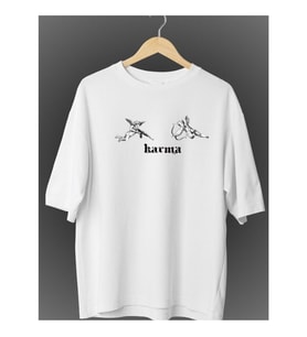 Karma Özel Konsept Beyaz Unisex Oversize T-shirt