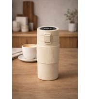 500 Ml Dijital Göstergeli Çelik Termos Mug Vakumlu Isı Yalıtımlı Sızdırmaz Kapak Bardak (Parlak Beyaz)