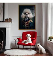 Metal Çerçeveli Temperli Cam Tablo Üniformalı Poodle (Gold)