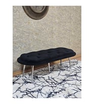 Ufo Oturak Bench - Krom Kaplama Sivriltme Ayak - Oturak - Bench - Puf - Yatak Ucu Pufu Siyah Renk 100 x 50 Boyut/Ebat (Çok Renkli)